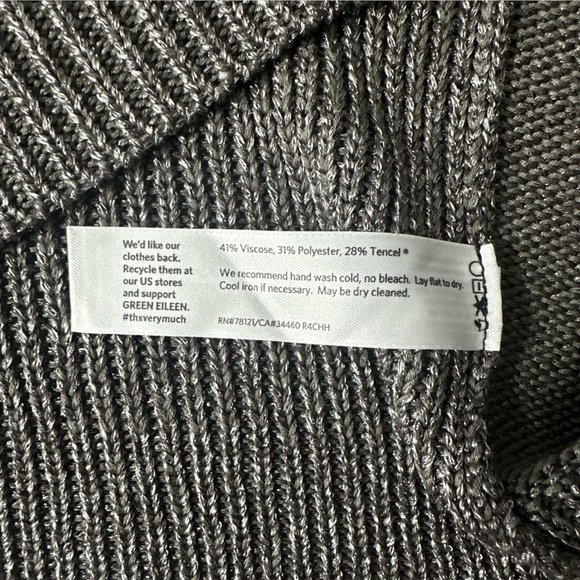 NWT $308 Eileen Fisher [ 2X‎ ] Metallic Ballet Neck Melange Sweater in Grey - Picture 10 of 10